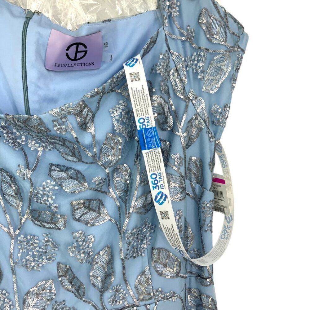 Js Collections Julia Cap Sleeve Column Gown Blue … - image 8